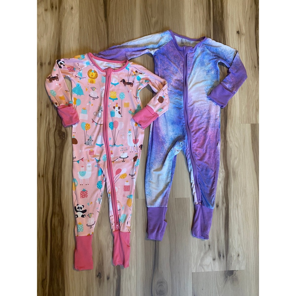 Little Sleepies 6-12M Zippie Set Bamboo Viscose Birthday & Watercolor Galaxy